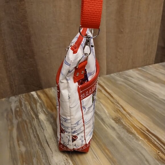 New Travel Sling Crossbody Western Cowboy Rodeo Faux Leather trim Red white blue - Picture 9 of 11